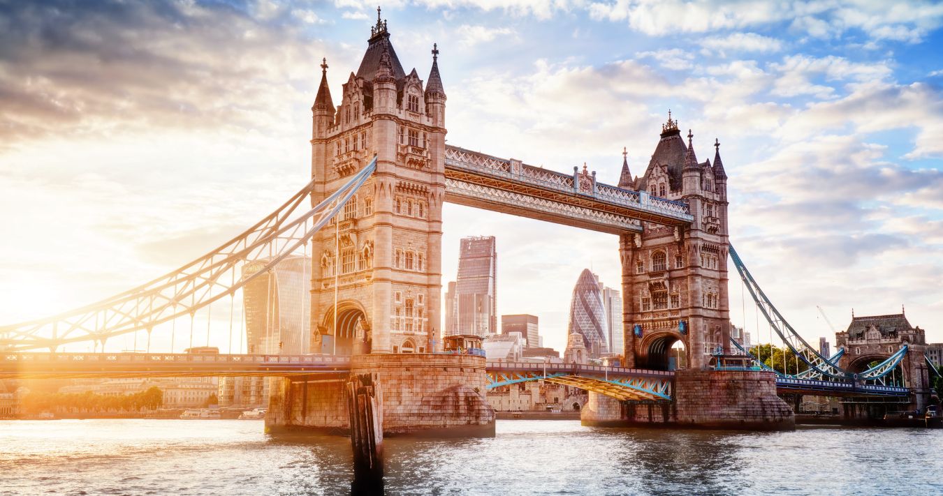 The iconic Tower Bridge in London, England.